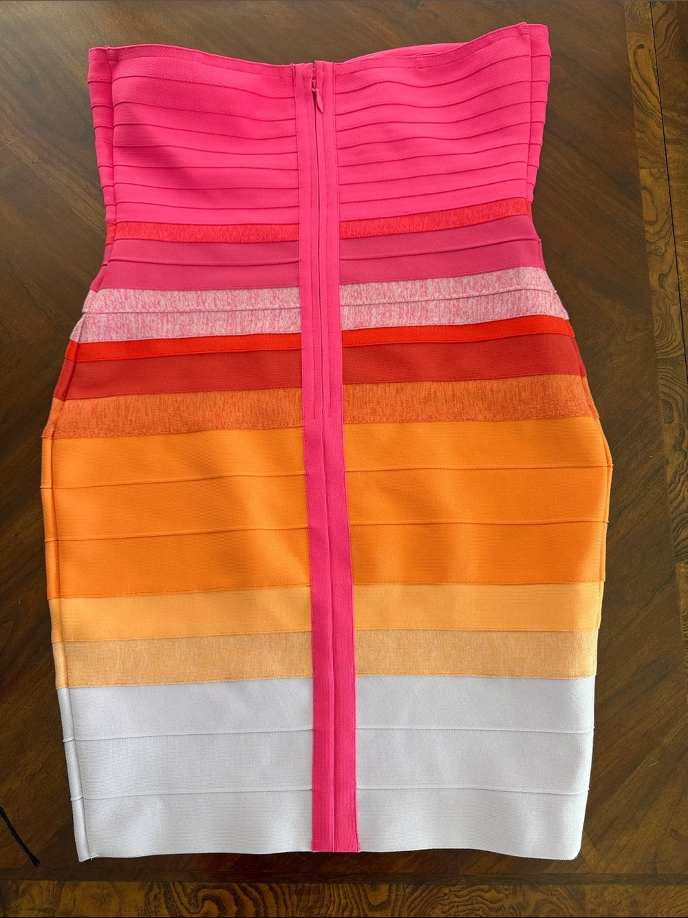 Strapless Colorblock Bandage Dress in Pink, Orange, White